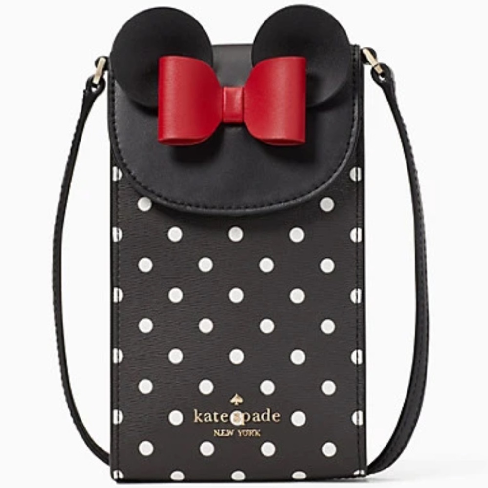 Kate Spade Minnie Mouse Disney N/S Phone Crossbody Bag Purse Black White - Picture 1 of 11